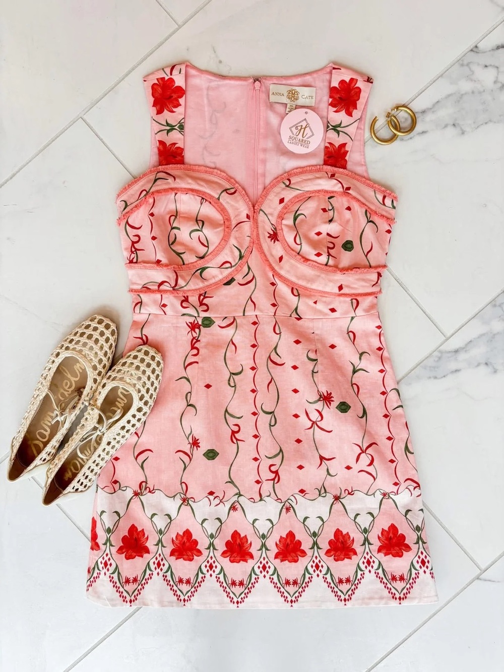 Anna Cate Pink Floral Embroidered Sleeveless Girls' Dress